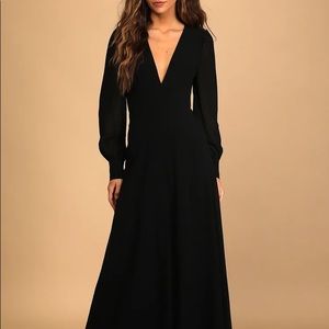 Lulus Black Key Hole Deep Neck Dress